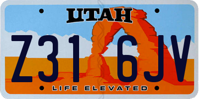 UT license plate Z316JV