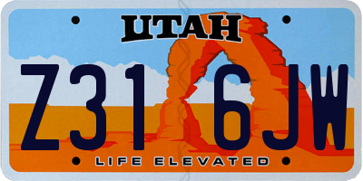 UT license plate Z316JW