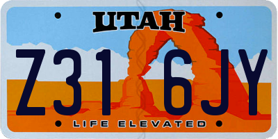UT license plate Z316JY