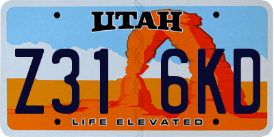 UT license plate Z316KD