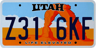 UT license plate Z316KF