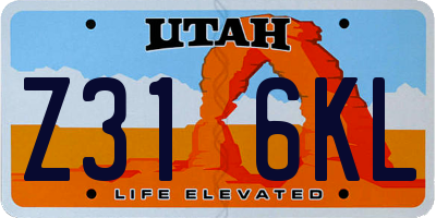 UT license plate Z316KL