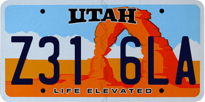 UT license plate Z316LA
