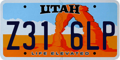 UT license plate Z316LP