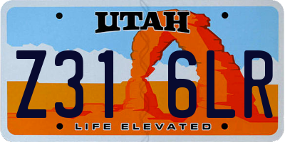 UT license plate Z316LR
