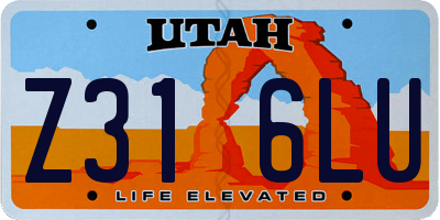 UT license plate Z316LU