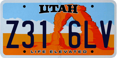 UT license plate Z316LV