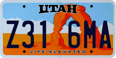 UT license plate Z316MA