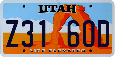 UT license plate Z316OD