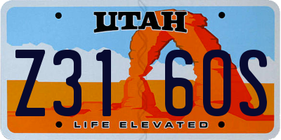 UT license plate Z316OS
