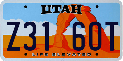 UT license plate Z316OT