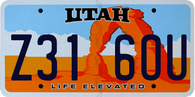 UT license plate Z316OU