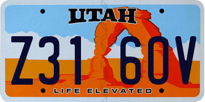 UT license plate Z316OV