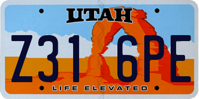 UT license plate Z316PE