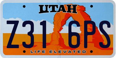 UT license plate Z316PS