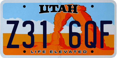 UT license plate Z316QF