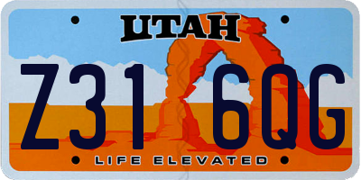 UT license plate Z316QG