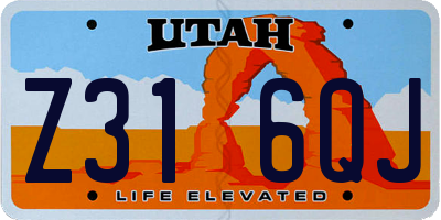 UT license plate Z316QJ