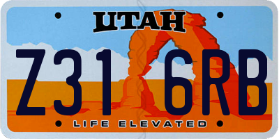 UT license plate Z316RB