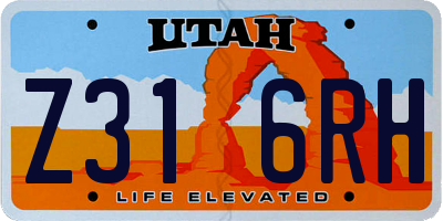 UT license plate Z316RH