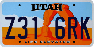 UT license plate Z316RK