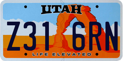 UT license plate Z316RN
