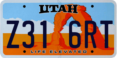 UT license plate Z316RT