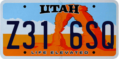 UT license plate Z316SQ