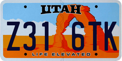 UT license plate Z316TK