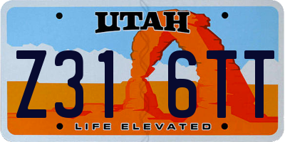 UT license plate Z316TT