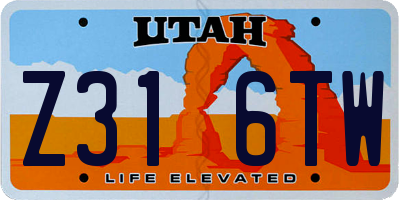 UT license plate Z316TW