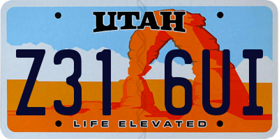 UT license plate Z316UI