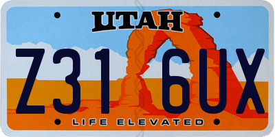 UT license plate Z316UX