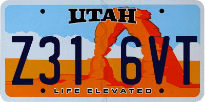 UT license plate Z316VT