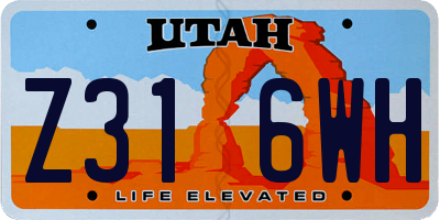UT license plate Z316WH