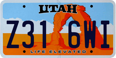 UT license plate Z316WI