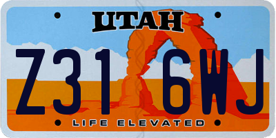 UT license plate Z316WJ