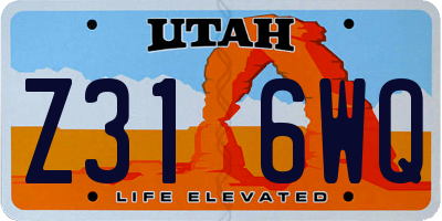 UT license plate Z316WQ