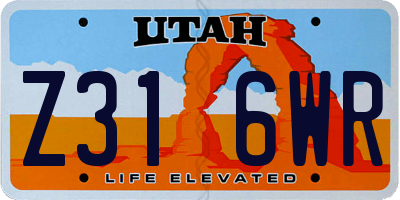 UT license plate Z316WR