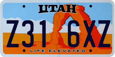 UT license plate Z316XZ