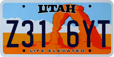 UT license plate Z316YT