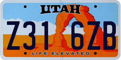 UT license plate Z316ZB