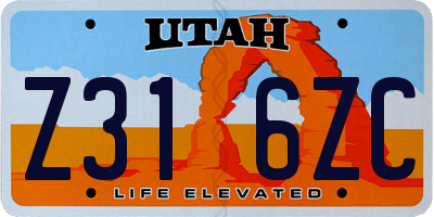 UT license plate Z316ZC