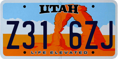 UT license plate Z316ZJ
