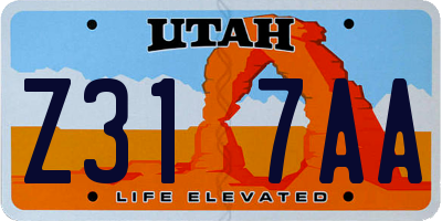 UT license plate Z317AA