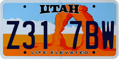 UT license plate Z317BW