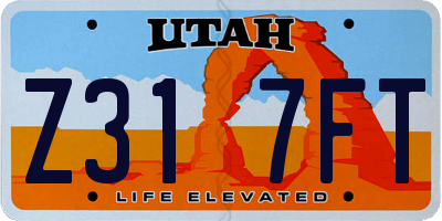 UT license plate Z317FT