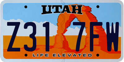 UT license plate Z317FW
