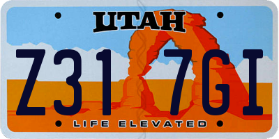 UT license plate Z317GI