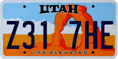 UT license plate Z317HE